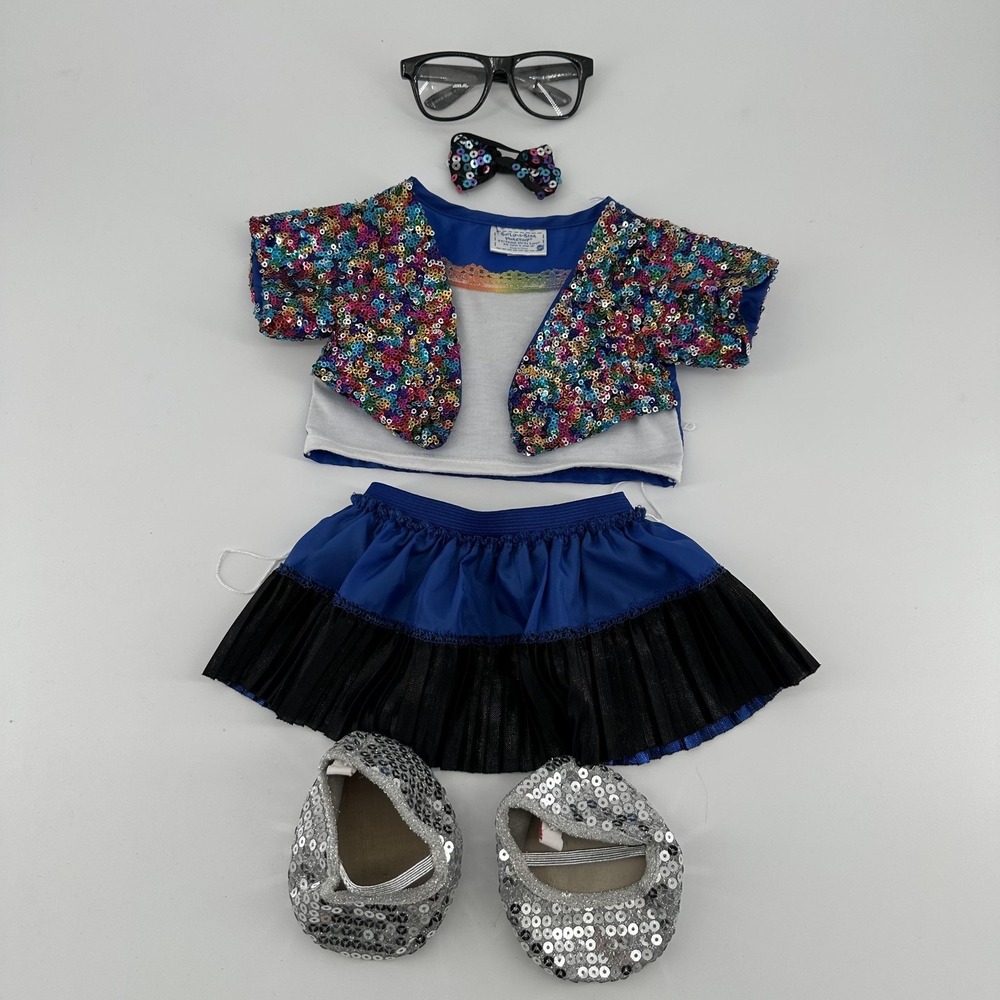 Build-A-Bear‎ Workshop Sequin Dance Clothes Outfit Skirt Shoes Glasses Bow Toys